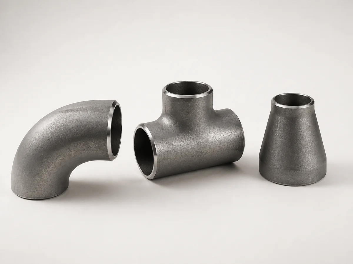 Steel butt-welding elbow, tee and concentric reducer