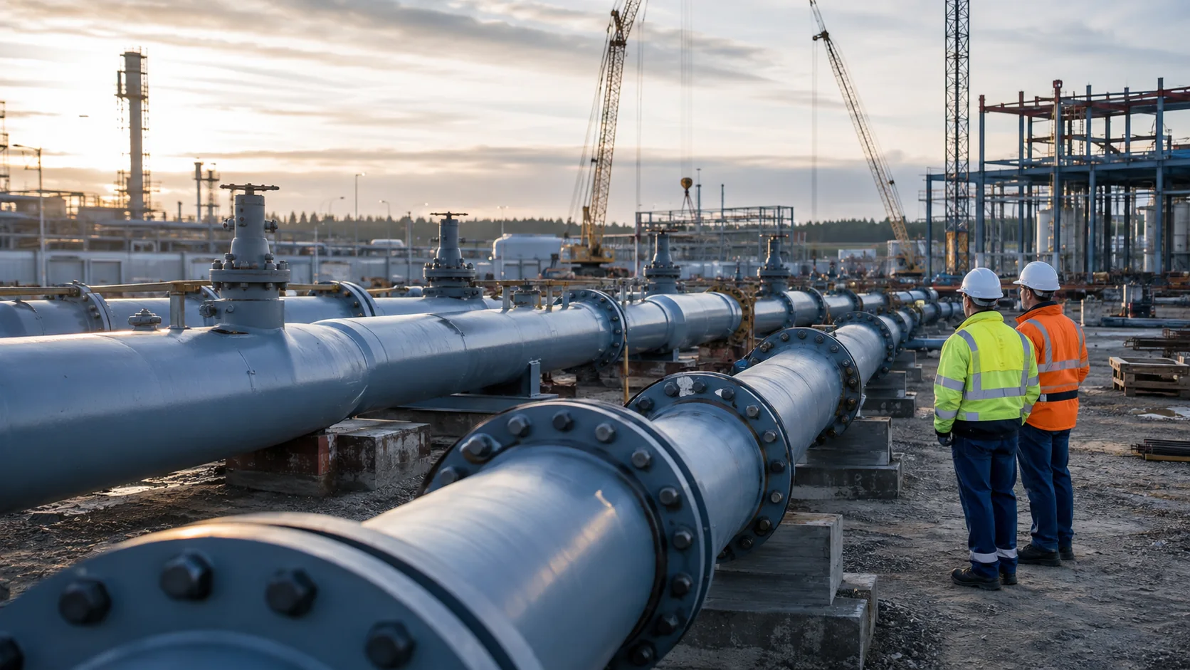 Representative industrial pipeline installation with bolted flange connections