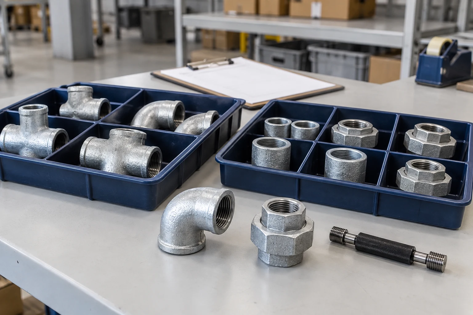 Representative batch inspection of small threaded pipe fittings