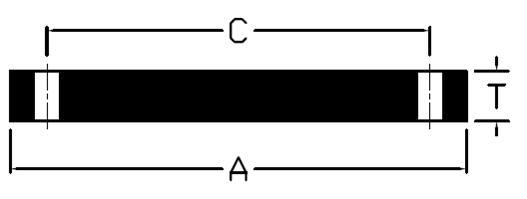 Dimension symbols for Table 7 AWWA C207-18 Class D Blind Flanges