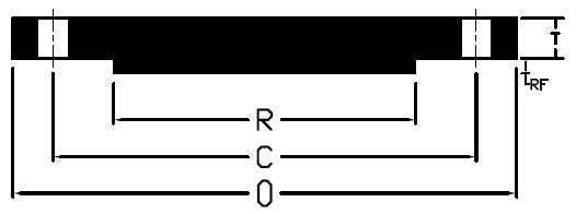 Dimension symbols for ASME B16.47 Class 600 Series B Blind Flanges
